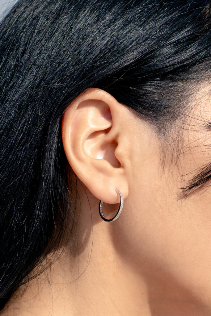 Cubic Zirconia U Shaped Flower Turquoise Design Hoop Earrings For Women main image 0